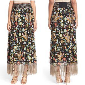 Alice & Olivia Kamryn Silk Embroidered Maxi Skirt
